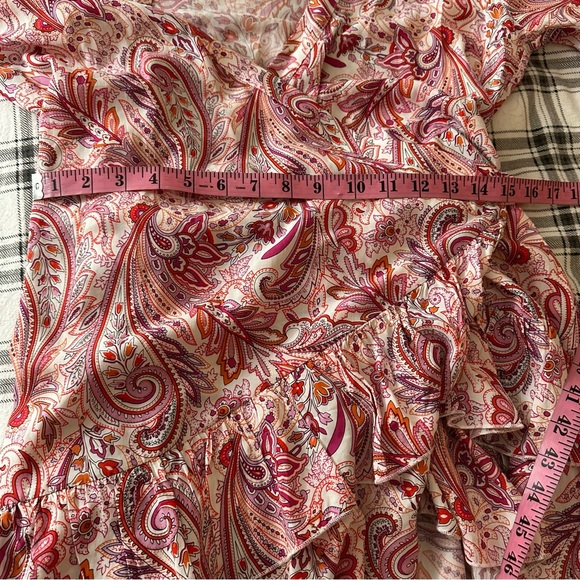 Melissa Odabash Pink Paisley Floral Motif Print Viscose Tabitha WrapDress NWOT L - Picture 14 of 16